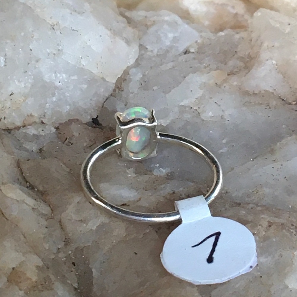 Ethiopian opal oval faceted 925 sterling ring 7 - Picture 8 of 12
